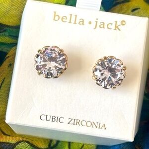 Brand New Bella Jack Cubic Zirconia Large Half Inch Studs Sparkly Post Earrings